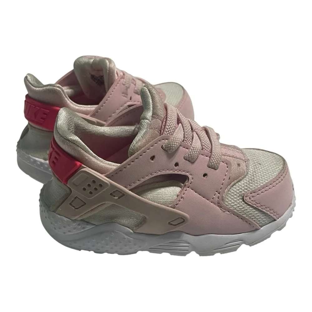 Nike huarache toddler girl sneakers size 7C pink/white slip on bungee type - Picture 7 of 11